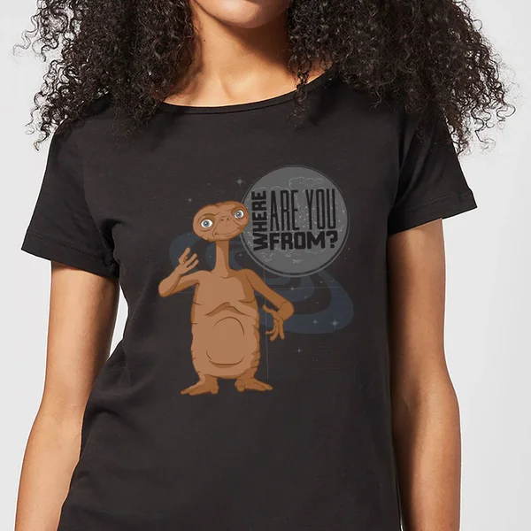 ET Where Are You From Damen T-Shirt - Schwarz