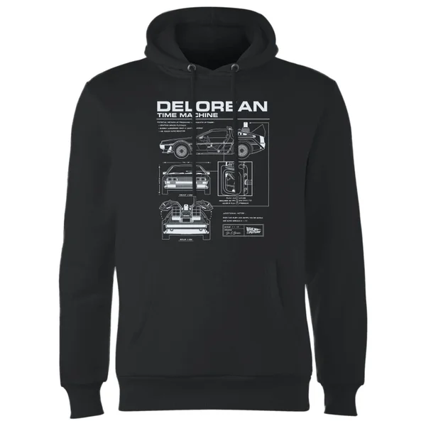 Back to the Future DeLorean Schematic Hoodie - Zwart