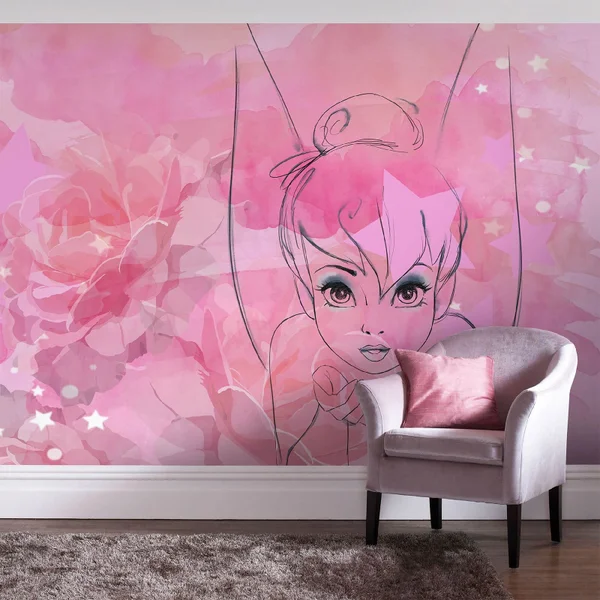 Disney Tinkerbell Watercolour Rose Wall Mural