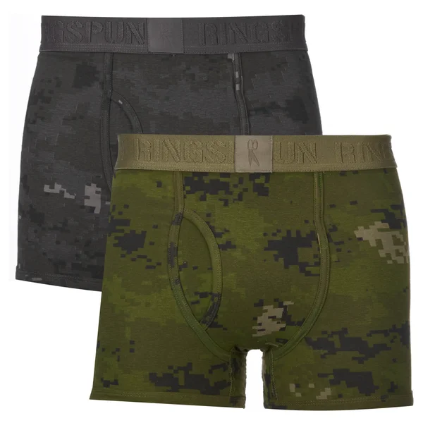 Ringspun Men's 2 Pack Camo Boxers - Black/Olive