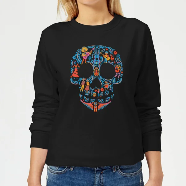 Coco Skull Pattern Damen Pullover - Schwarz