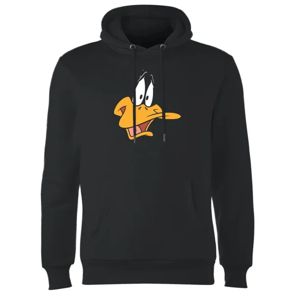 Looney Tunes Daffy Duck Face Hoodie - Black - XL
