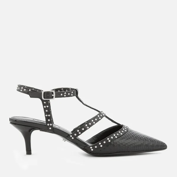 Dune Women's Cristyn T Bar Court Shoes - Black Reptile
