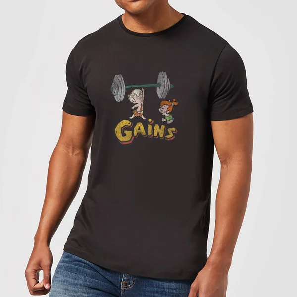 The Flintstones Distressed Bam Bam Gains Men's T-Shirt - Black