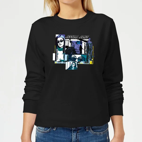 Marvel Knights Jessica Jones Comic Panels Women's Sweatshirt - Black