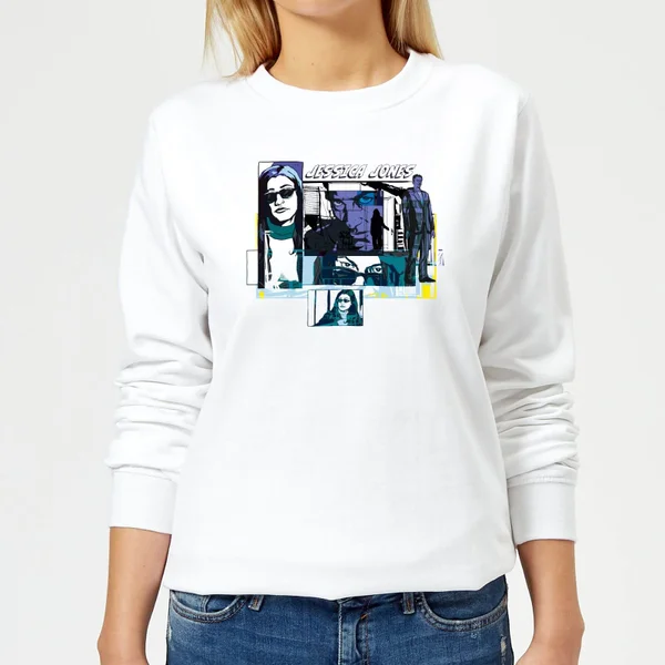 Marvel Knights Jessica Jones Comic Panels Women's Sweatshirt - White