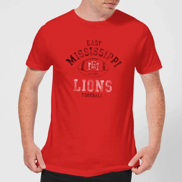 East Mississippi Community College Lions Football Distressed Men's T-Shirt - Red