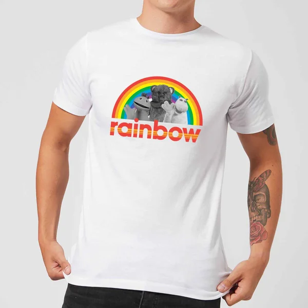 Rainbow Logo Characters Men's T-Shirt - White