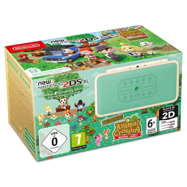 New Nintendo 2DS XL White and Lavender + Animal Crossing New Leaf: Welcome amiibo