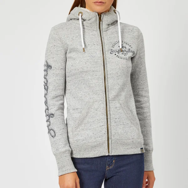 Superdry Women's Aria Applique Zip Hoodie - Slate Grey Marl