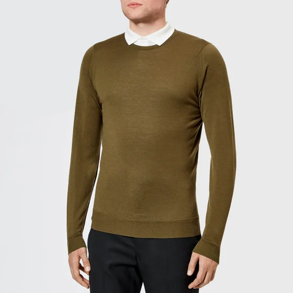 John Smedley Men's Lundy 30 Gauge Extra Fine Merino Crew Neck Jumper - Khaki