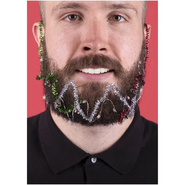 Christmas Beard Lights and Tinsel