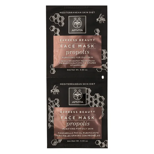 APIVITA Express Purifying Face Mask for Oily Skin -kasvonaamio 2x8ml, Propolis