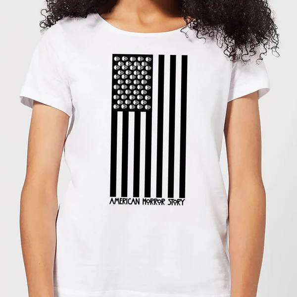 American Horror Story Black Flag Skulls Vertical Dames T-shirt - Wit