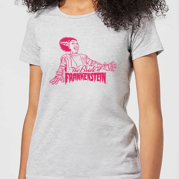 Universal Monsters Bride Of Frankenstein Crest Women's T-Shirt - Grey