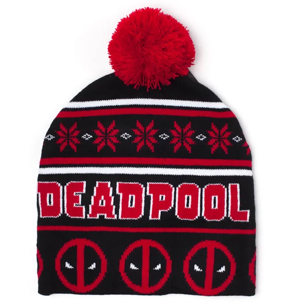 Marvel Deadpool Men's Christmas Beanie Hat - Black