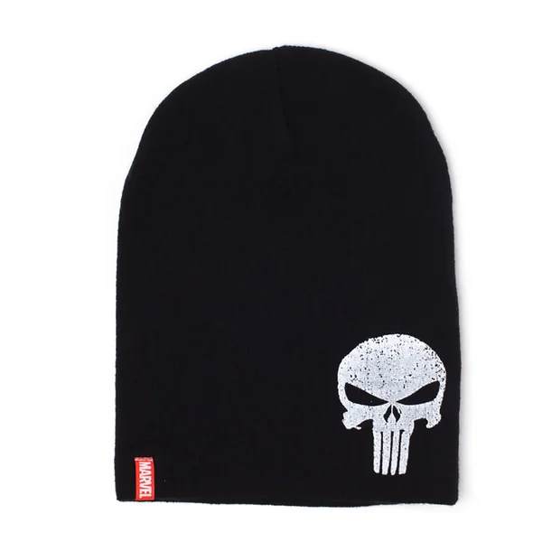 Marvel Punisher Men's Logo Slouchy Beanie Hat - Black