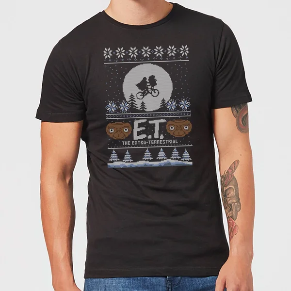 E.T. the Extra-Terrestrial Christmas Men's T-Shirt - Black