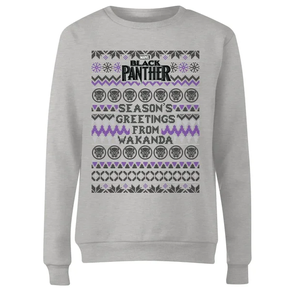 Marvel Avengers Season's Greetings From Wakanda Damen Weihnachtspullover - Grau