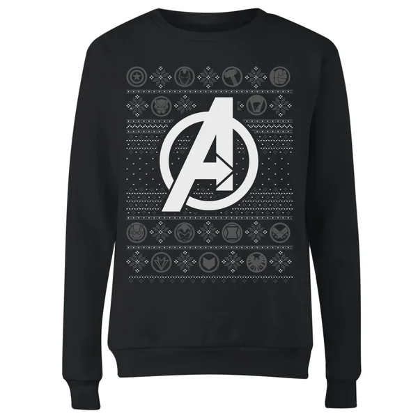Marvel Avengers Logo Women's Christmas Jumper - Black