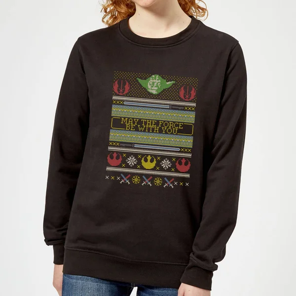 Star Wars May The force Be with You Pattern Damen Weihnachtspullover – Schwarz