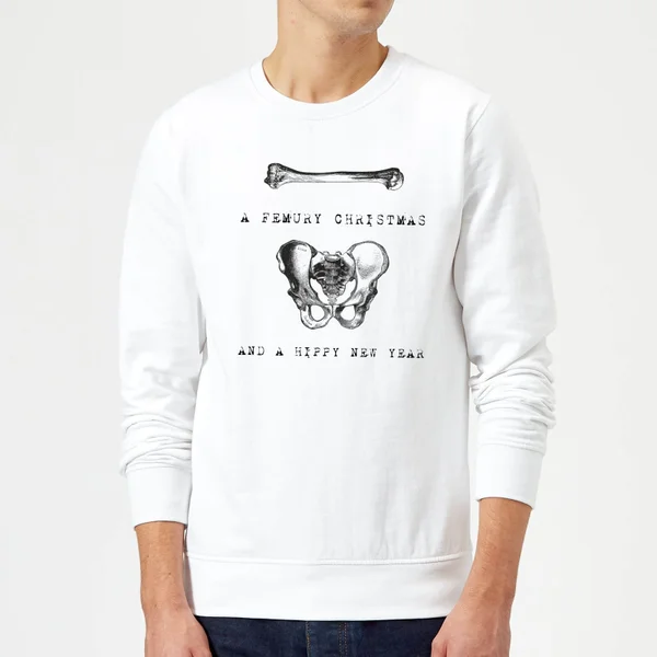 A Femury Christmas and A Hippy New Year Christmas Sweatshirt - White