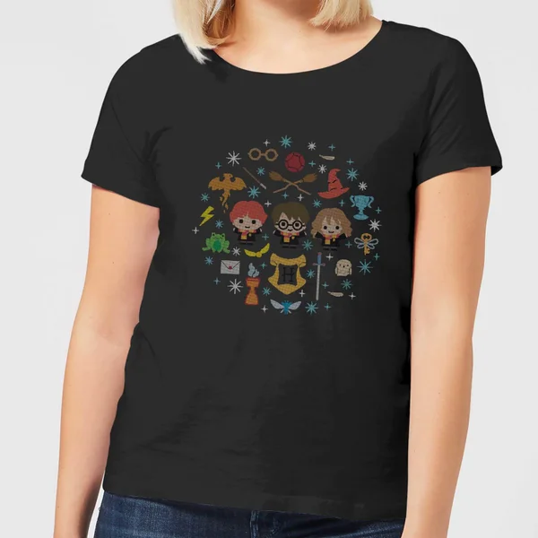 Harry Potter Characters Women's Christmas T-Shirt - Black