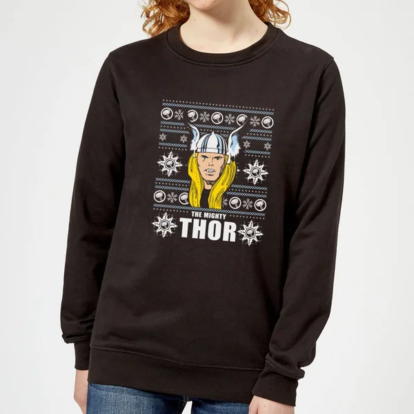 Marvel Thor Face dames kersttrui - Zwart