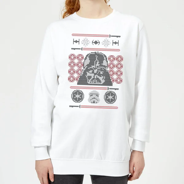 Star Wars Darth Vader Face Knit Damen Weihnachtspullover – Weiß