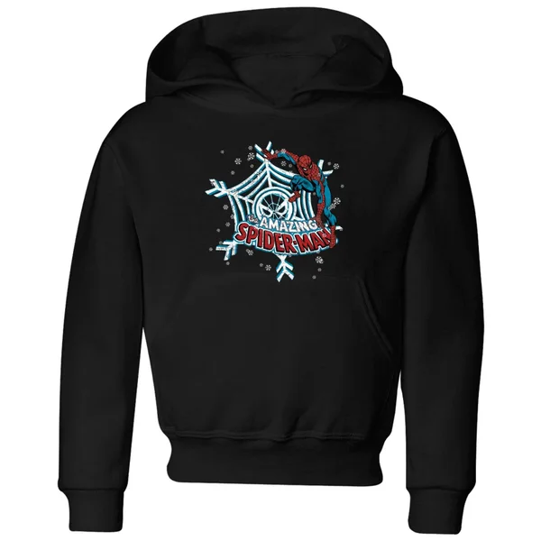 Marvel The Amazing Spider-Man Snowflake Web Kids' Christmas Hoodie - Black