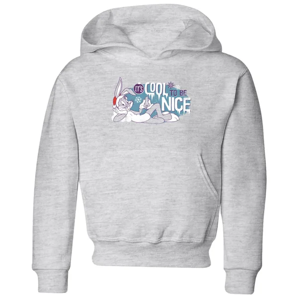 Looney Tunes Its Cool To Be Nice Kids' Christmas Hoodie - Grey