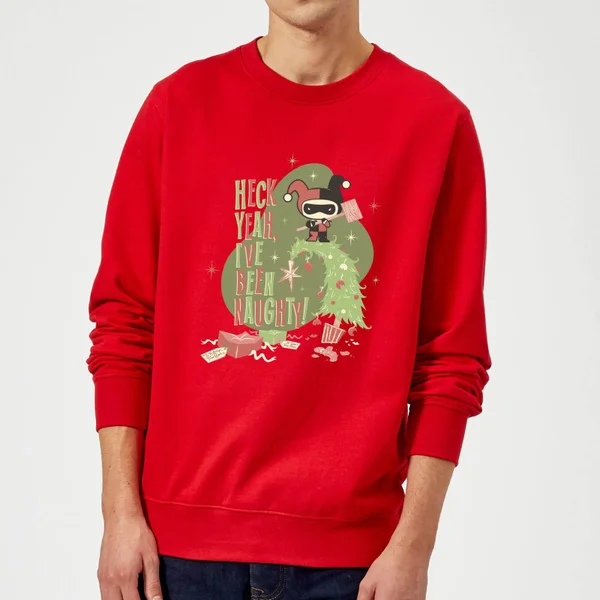DC Heck Yeah I've Been Naughty! Christmas Jumper - Red