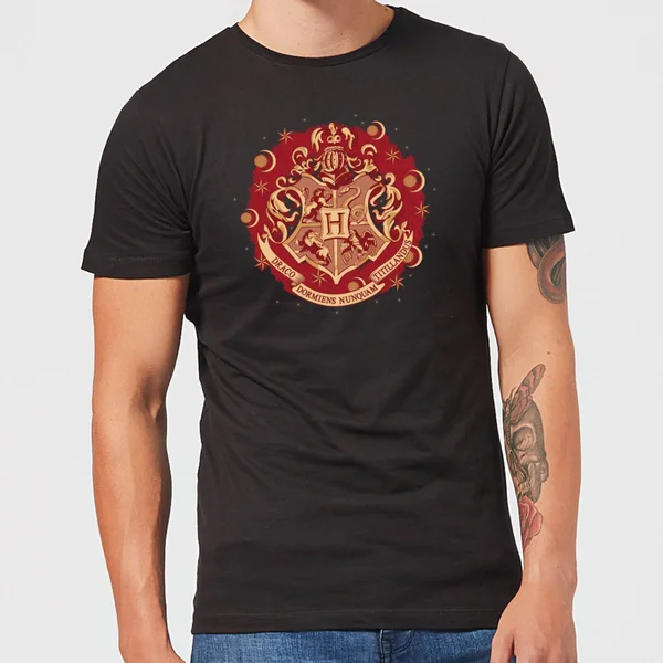Harry Potter Hogwarts Christmas Crest t-shirt - Zwart