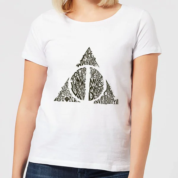 Harry Potter Deathly Hallows Text Women's T-Shirt - White