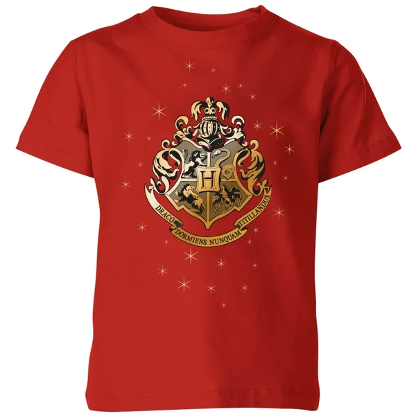 Harry Potter Star Hogwarts Gold Crest kinder t-shirt - Rood - 146/152 (11-12 jaar)