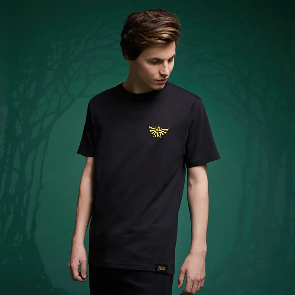 Legend Of Zelda Hyrule Crest Embroided T-Shirt - Black