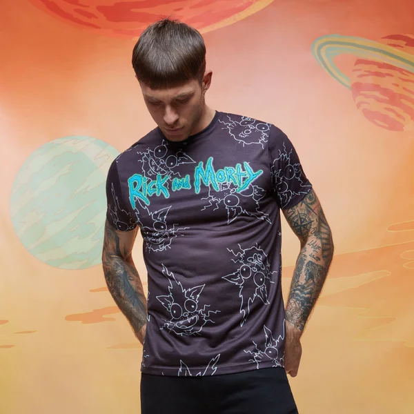 Rick and Morty Faces all-over-print t-shirt - Zwart