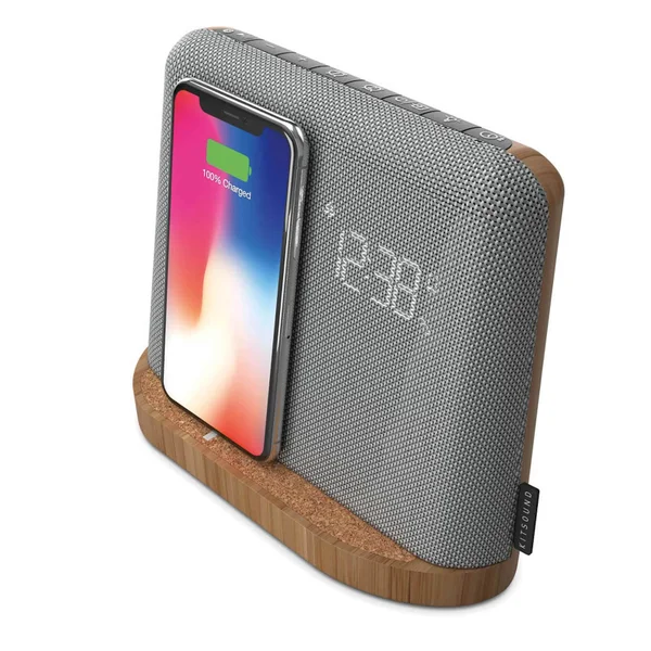Kitsound Xdock Qi Charging Bluetooth Speaker Dock - Silver/Brown