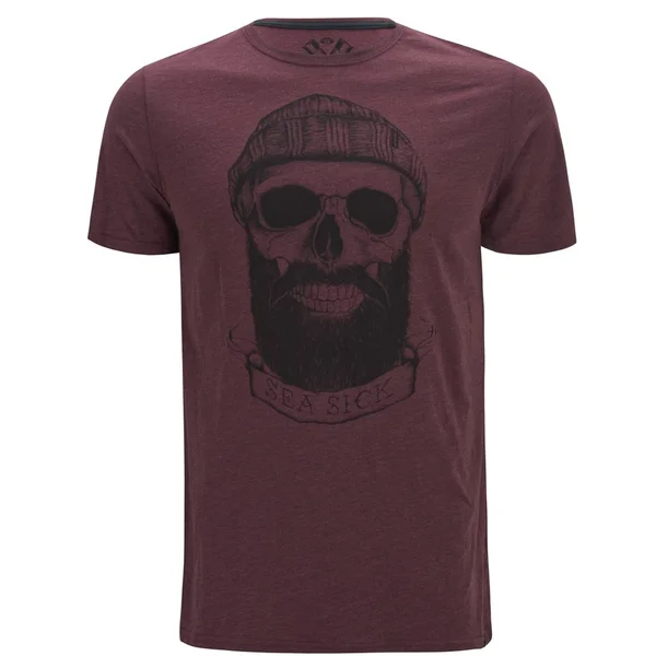 Animal Men's Beard Graphic T-Shirt - Merlot Red Marl