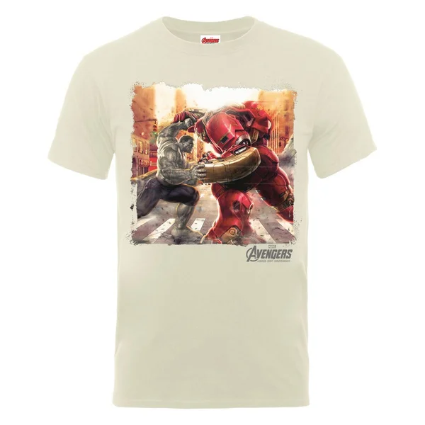 Marvel Avengers Men's Age of Ultron Hulk vs. Hulkbuster Scene T-Shirt - Nude