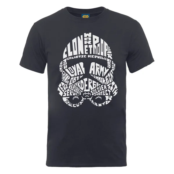 Star Wars Men's Clone Trooper Text Head T-Shirt - Charcoal
