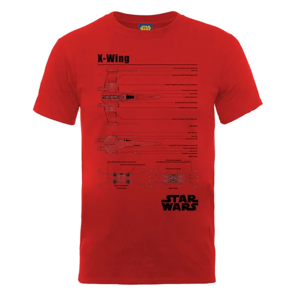 Star Wars Men's X-Wing Blueprint T-Shirt - Red