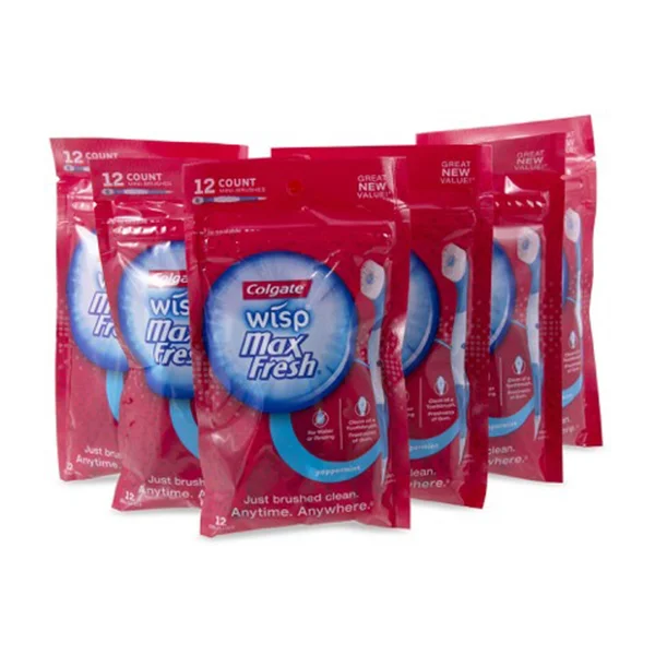 Colgate Wisp Peppermint Disposable Toothbrushes - 72 Pack (6 x 12 Packs) - Peppermint