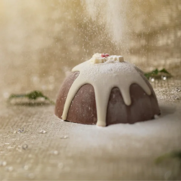 Chocolate Christmas Pudding with Gold Sixpence