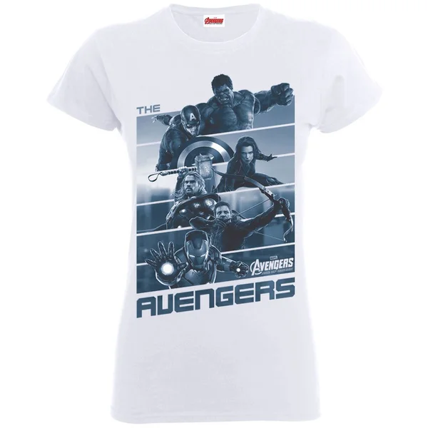 Marvel Women's Avengers Age of Ultron Team Stripes T-Shirt - White