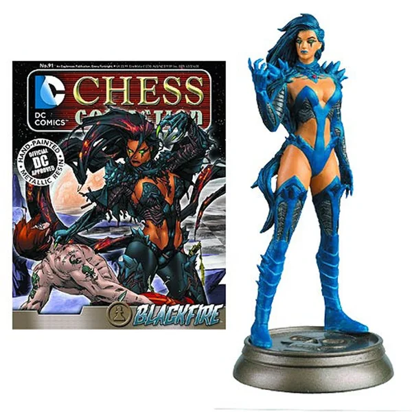 DC Comics Blackfire Black Pawn Chess Piece with Collector Magazine