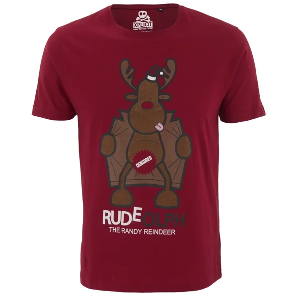 Xplicit Men's Randy Reindeer Christmas T-Shirt - Blood Red