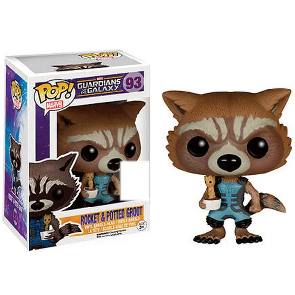 Marvel Guardians Of The Galaxy Rocket Raccoon Holding Baby Groot SDCC Exclusive Pop! Vinyl Figure
