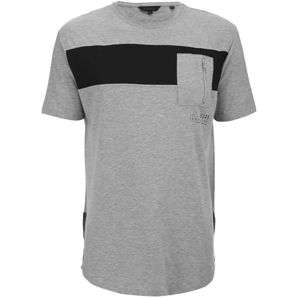 Crosshatch Men's Longline Blockhead T-Shirt - Grey Marl