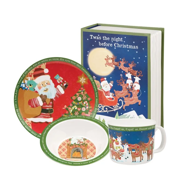 Little Rhymes 'Twas the Night Before Christmas Kids' Melamine Plate (Set of 4)